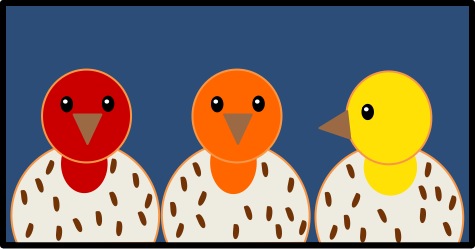 Extremely scientific diagram of male House Finch color variation.